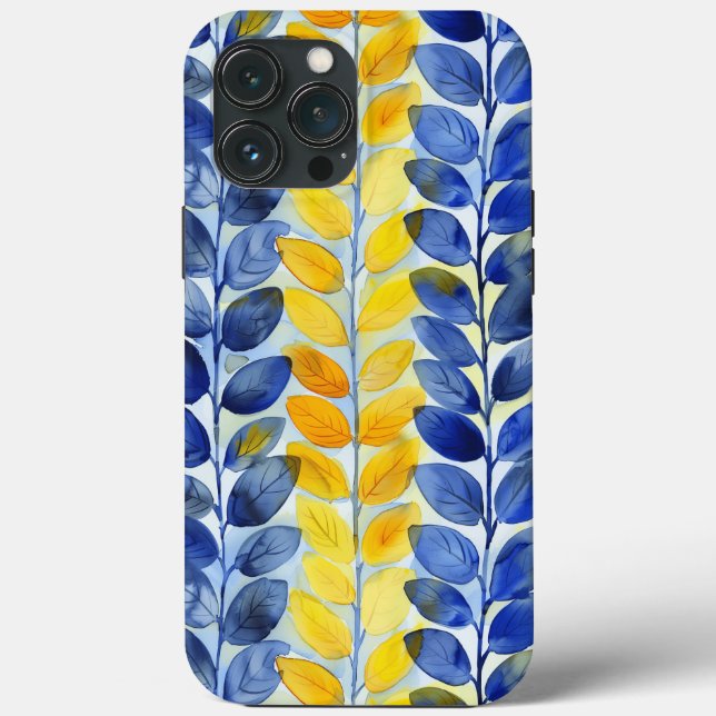 Yellow and Blue Leaves Case-Mate iPhone Case (Back)