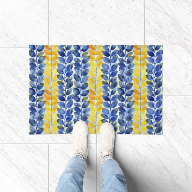 Yellow and Blue Leaves Doormat (Indoor)