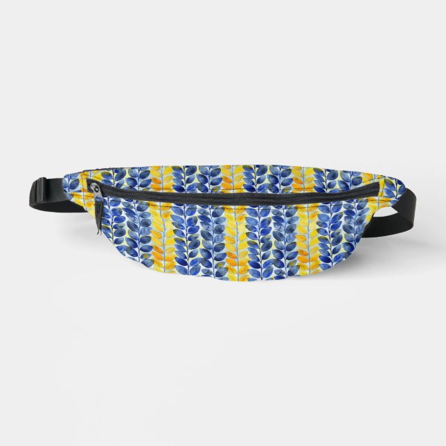 Yellow and Blue Leaves Fanny Pack (Front)