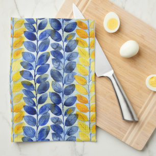Yellow and Blue Leaves Kitchen Towel