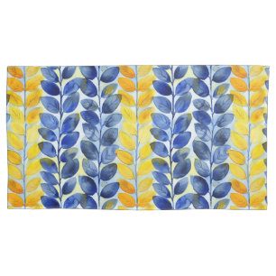 Yellow and Blue Leaves Pillowcase