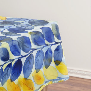 Yellow and Blue Leaves Tablecloth