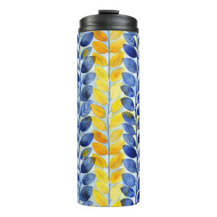 Yellow and Blue Leaves Thermal Tumbler