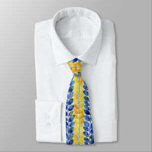 Yellow and Blue Leaves Tie