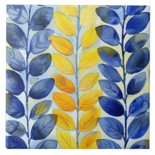 Yellow and Blue Leaves Tile
