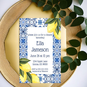Yellow and Blue Lemon Themed Shower Invitation