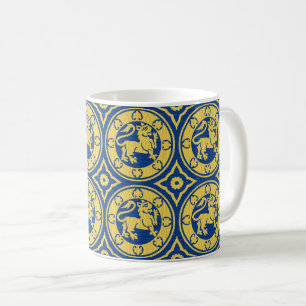 Yellow and Blue Medieval Lions Coffee Mug