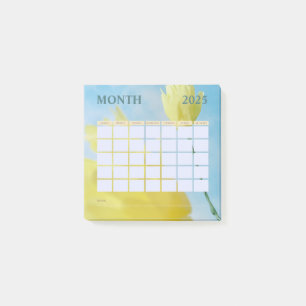 Yellow and Blue  Monthly Planner Calendar 2025 Post-it Notes