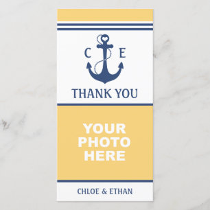 Yellow and Blue Nautical Photo Thank You Card