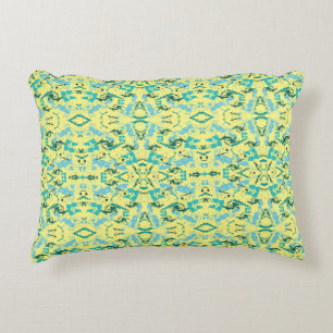 Yellow and Blue Paint Splash Accent Pillow