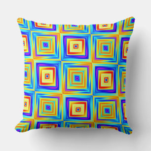 Yellow and Blue Pattern Throw Pillow