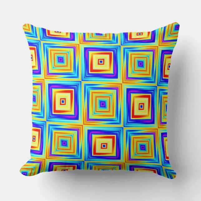 Yellow and Blue Pattern Throw Pillow (Front)