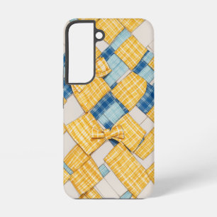 Yellow and Blue Plaid Basketweave Pattern Samsung Galaxy Case