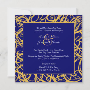 Yellow and Blue Sketchy Frame Wedding Invitation
