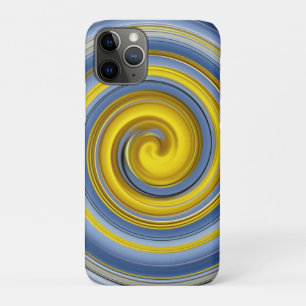 Yellow and blue spiral iPhone 11 pro case