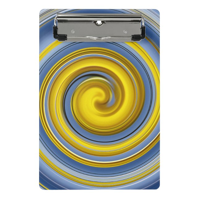 Yellow and blue spiral mini clipboard (Front)