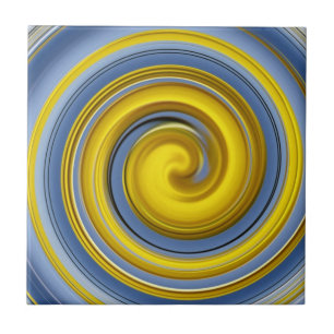 Yellow and blue spiral tile