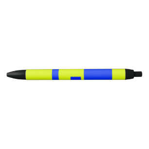 Yellow and blue squares black ink pen
