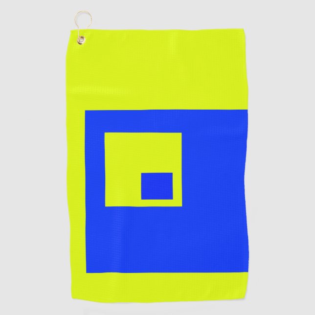 Yellow and blue squares golf towel (Front)