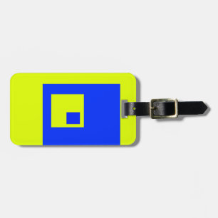 Yellow and blue squares luggage tag