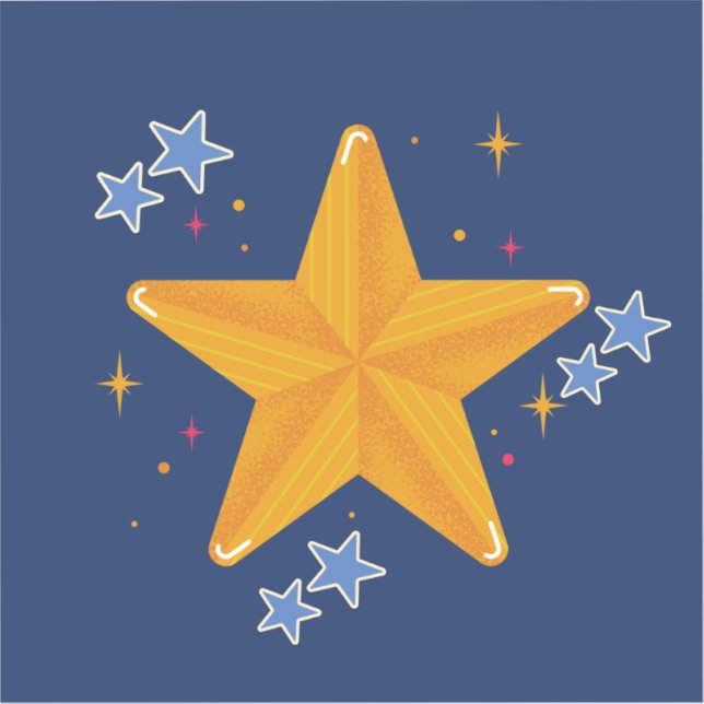Yellow and Blue Star Stickers (Front)
