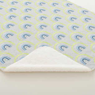 Yellow and Blue Stars and Rainbows Baby Boy  Sherpa Blanket