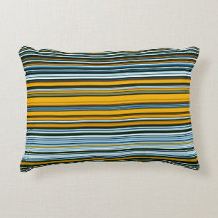 Yellow and Blue Stripes Accent Pillow