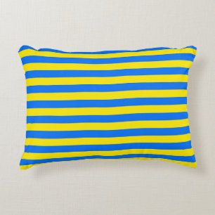 Yellow and Blue Stripes Accent Pillow