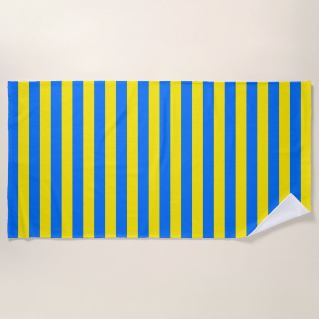 Yellow and Blue Stripes Beach Towel (Front)