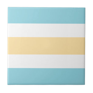 Yellow And Blue Stripes Ceramic Tile