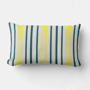 Yellow and Blue Stripes  Lumbar Pillow