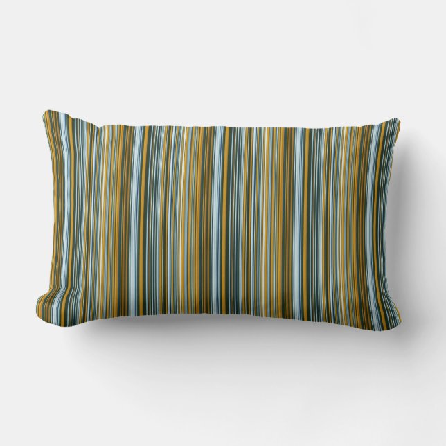 Yellow and Blue Stripes Lumbar Pillow (Front)