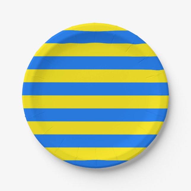 Yellow and Blue Stripes Paper Plate (Front)