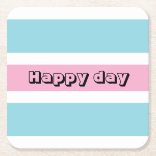 Yellow And Blue Stripes Square Paper Coaster