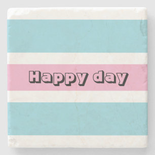 Yellow And Blue Stripes Stone Coaster