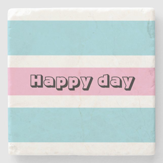 Yellow And Blue Stripes Stone Coaster (Front)