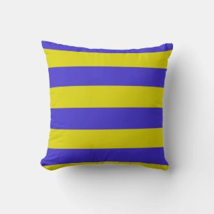 Yellow and Blue Stripes Throw Pillow