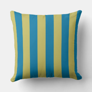 yellow and Blue Stripes Throw Pillow