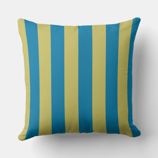 yellow and Blue Stripes Throw Pillow (Back)