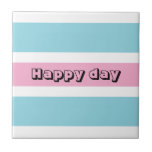 Yellow And Blue Stripes Tile<br><div class="desc">Three-tone colours stripe pattern. Modern bright yellow and blue design and a text temlate. Click personalize to change the words to other short words or a name,  or buy it as ist.</div>