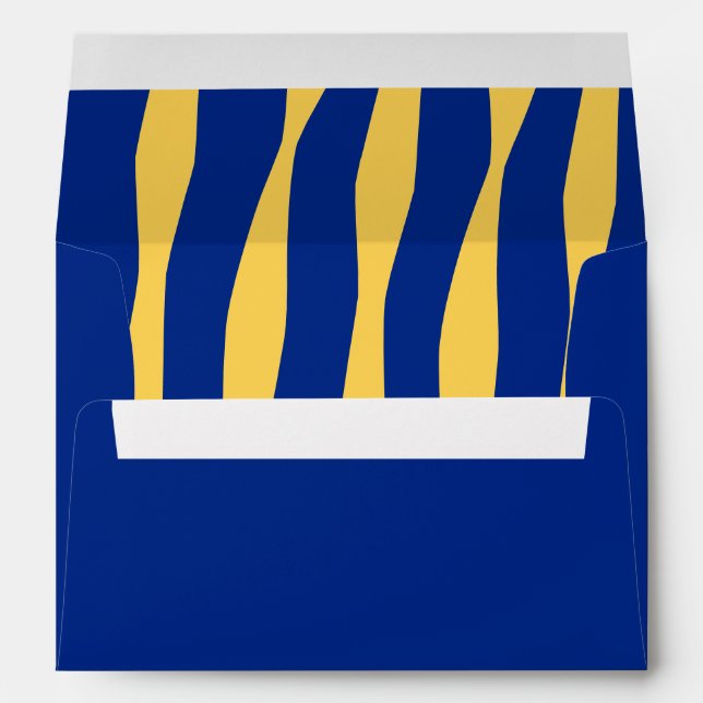 Yellow and Blue Stripes Whimsical Italian Wedding Envelope (Back (Bottom))