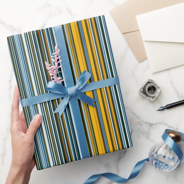 Yellow and Blue Stripes Wrapping Paper (Gifting)