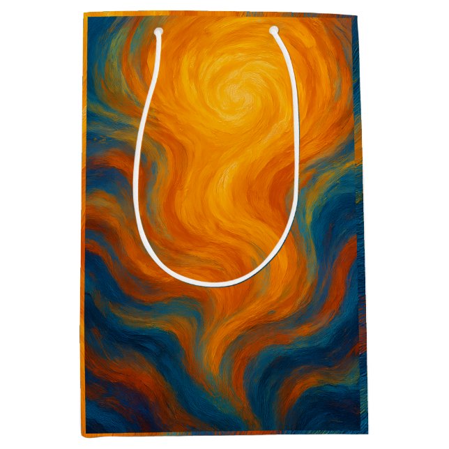 yellow and blue swirl sun energy abstract medium gift bag (Front)