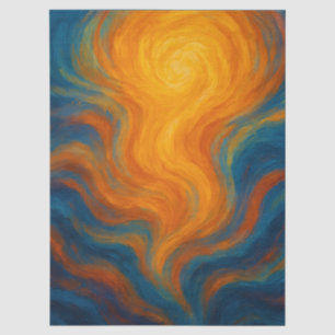 yellow and blue swirl sun energy abstract tissue paper