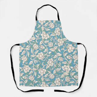 Yellow and Blue Swirling Flowers Apron