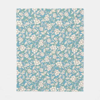 Yellow and Blue Swirling Flowers Fleece Blanket