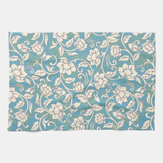 Yellow and Blue Swirling Flowers Kitchen Towel