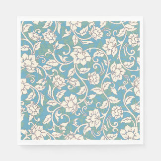 Yellow and Blue Swirling Flowers Napkin