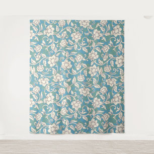 Yellow and Blue Swirling Flowers Tapestry