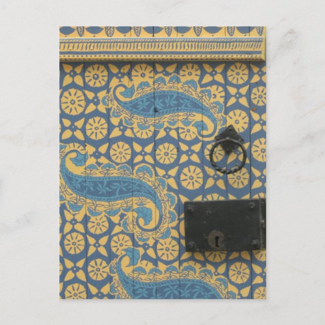 Yellow and Blue Tallinn, Estonia Wooden Doorway Postcard (Front)